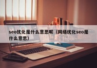 seo优化是什么意思呢（网络优化seo是什么意思）