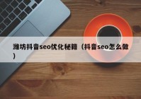 潍坊抖音seo优化秘籍（抖音seo怎么做）