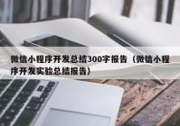 微信小程序开发总结300字报告（微信小程序开发实验总结报告）