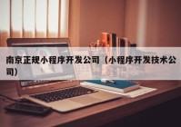 南京正规小程序开发公司（小程序开发技术公司）