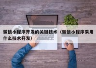 微信小程序开发的关键技术（微信小程序采用什么技术开发）