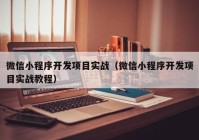 微信小程序开发项目实战（微信小程序开发项目实战教程）